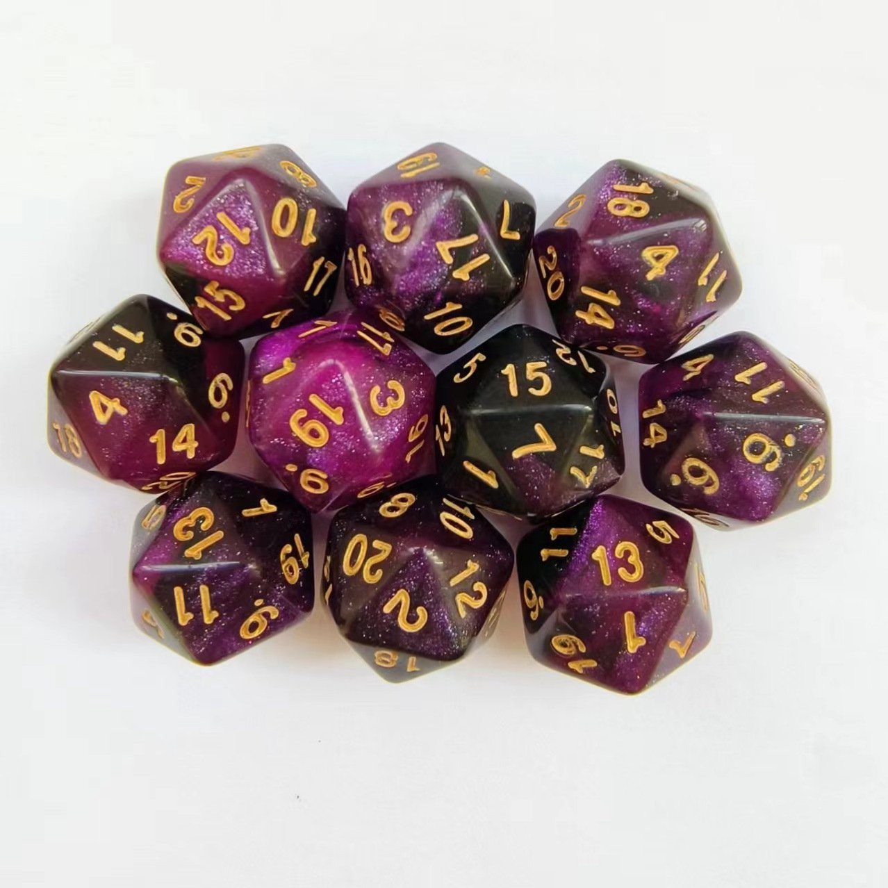 D20 Two-Color Starry Sky Dice DND Game Acrylic Digital Game Polyhedral Dice Set Polyhedral Custom Game RPG Dice