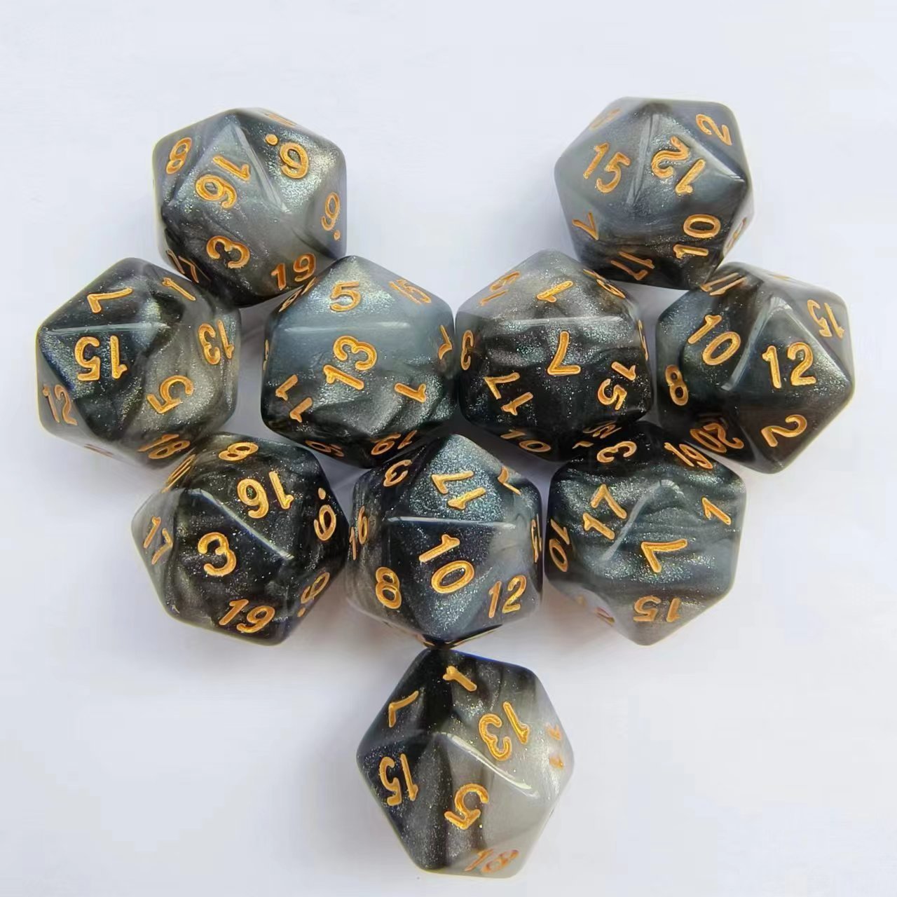 D20 Two-Color Starry Sky Dice DND Game Acrylic Digital Game Polyhedral Dice Set Polyhedral Custom Game RPG Dice