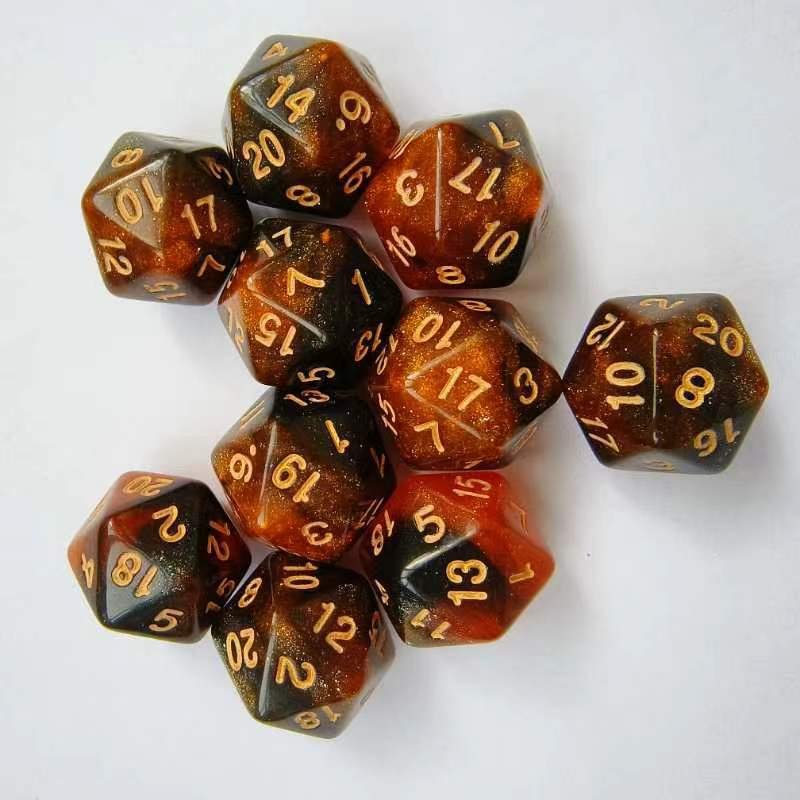 D20 Two-Color Starry Sky Dice DND Game Acrylic Digital Game Polyhedral Dice Set Polyhedral Custom Game RPG Dice