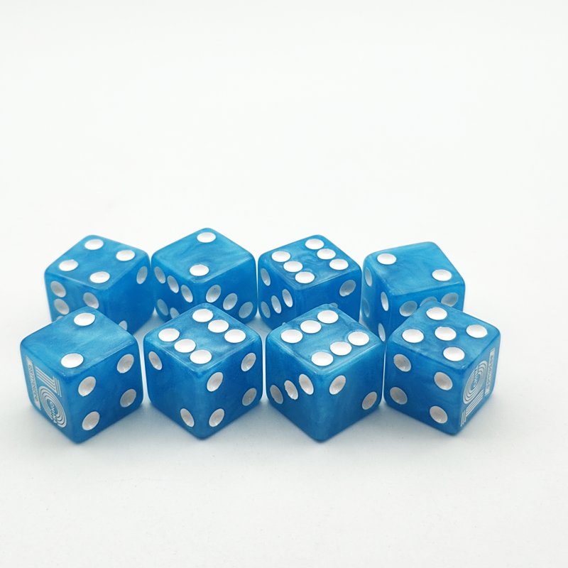factory wholesale customized luxury adult games casino poker point dice blue hollow d6 16mm mini resin dice set