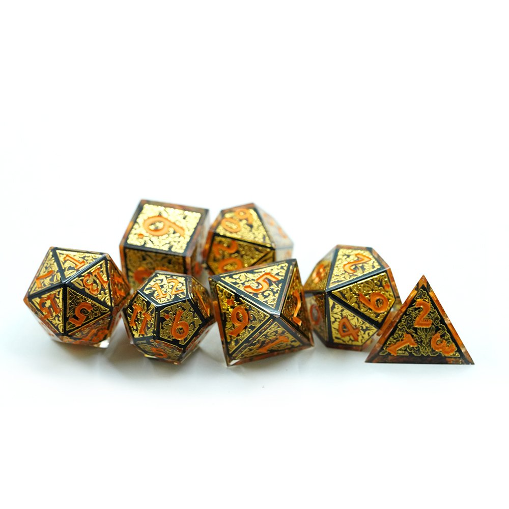Manufactured Direct Sale Customized Table Games Luxury Polyhedral Dnd Rpg Resin Gold Dnd Dice Sets