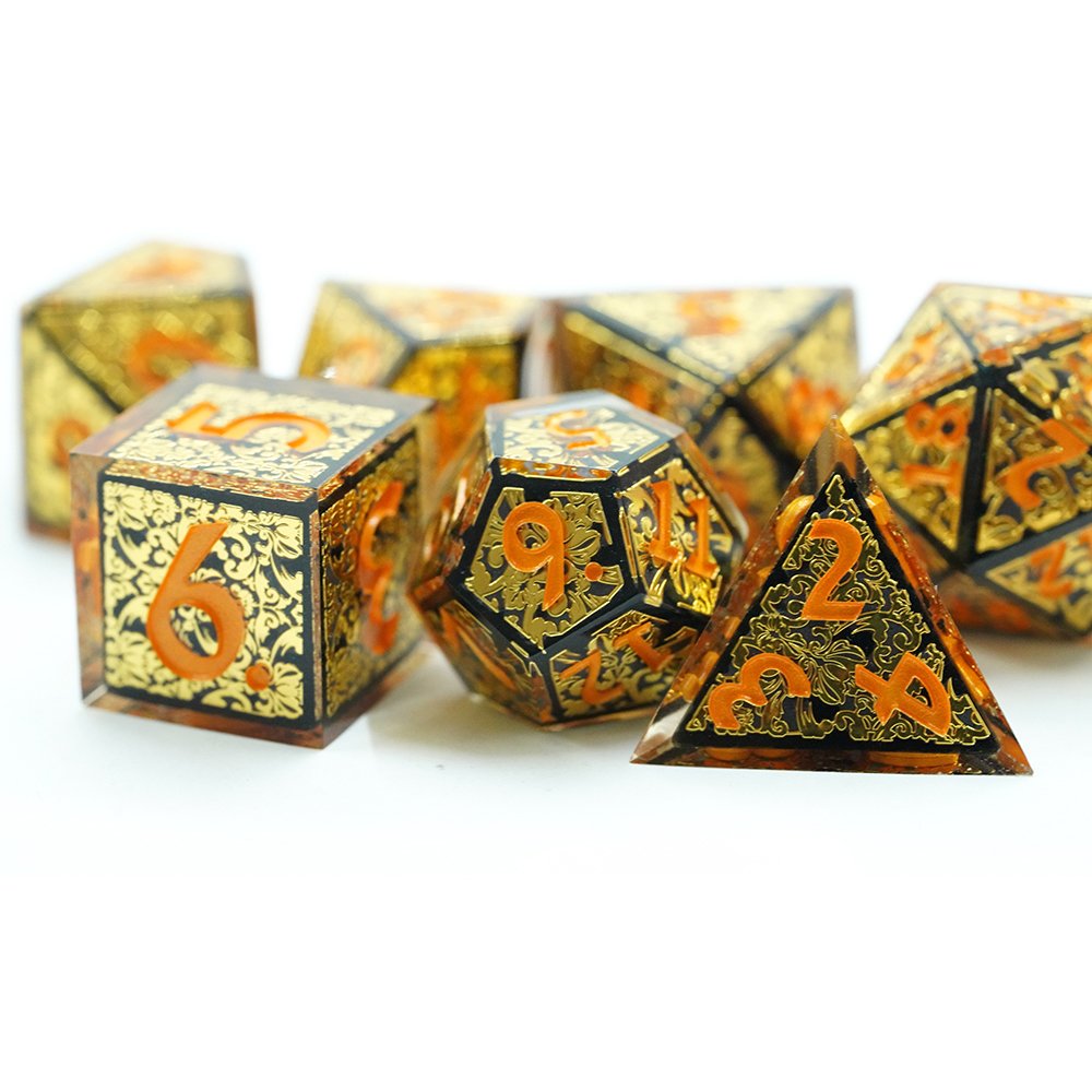Manufactured Direct Sale Customized Table Games Luxury Polyhedral Dnd Rpg Resin Gold Dnd Dice Sets