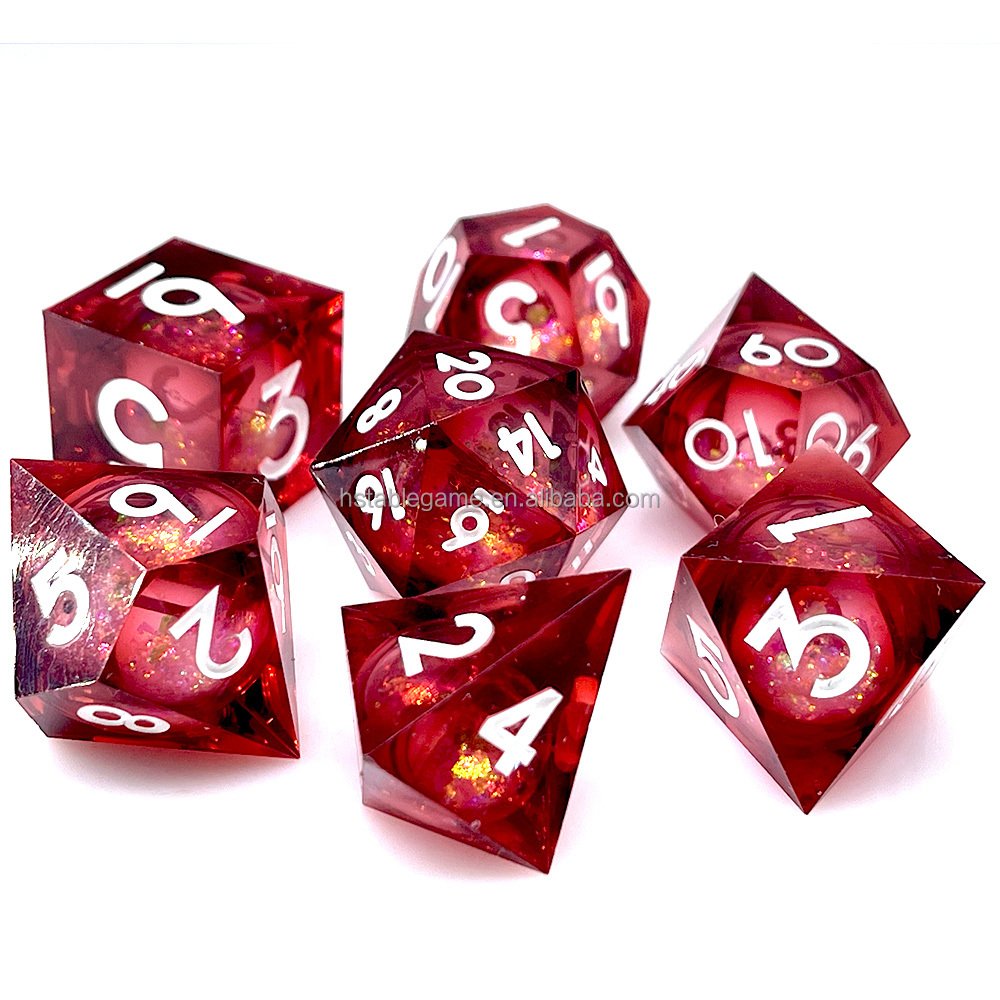 Hot Sale Factory Directly Liquid Core Dice Rolling eye Liquid filled Sharp Edge Hard Edge Dice for RPG DND and other Games