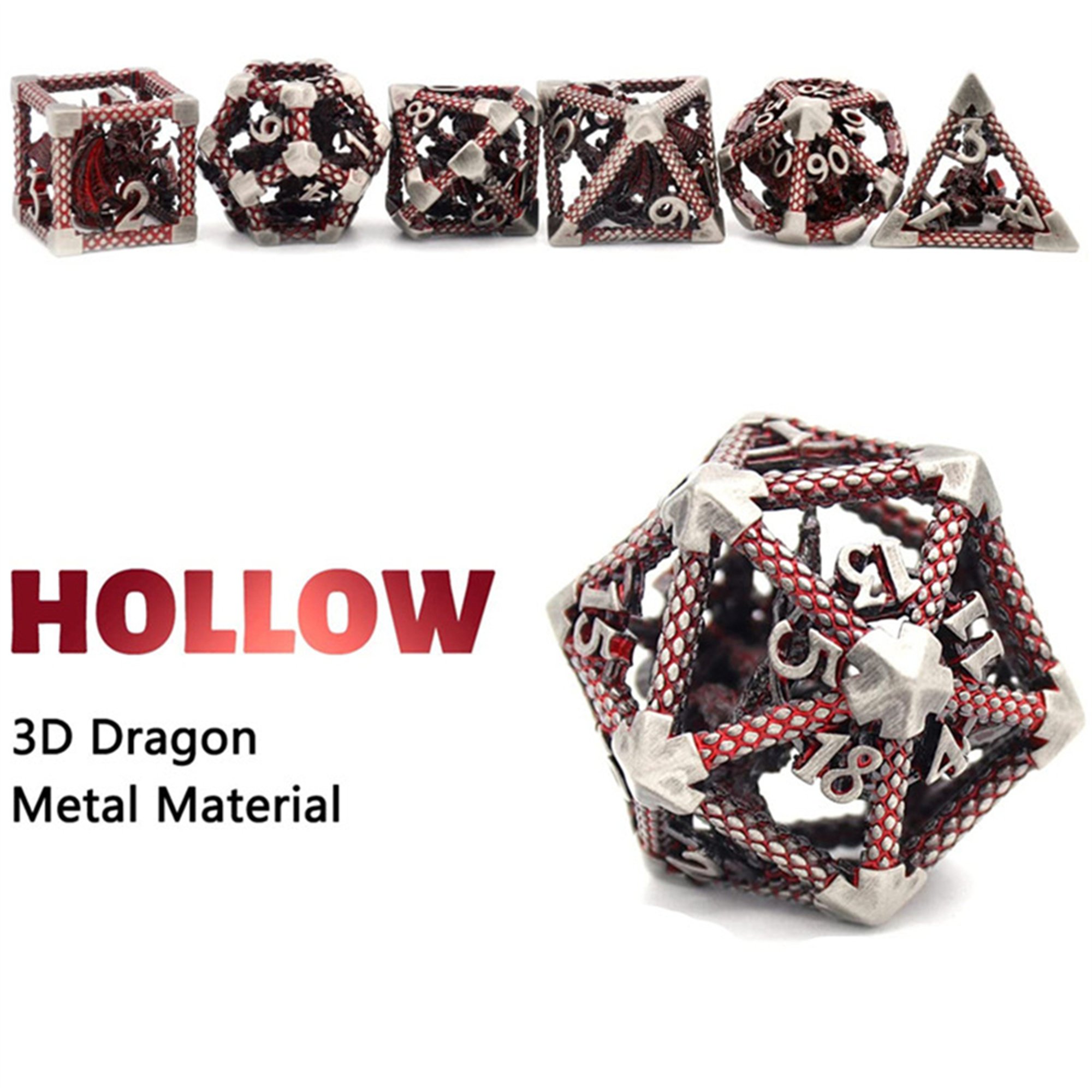 MINI PLANET DND Dice Set 3D Flying Dragon Metal Polyhedral Dice For TRPG Dungeons&Dragons Game Wholesale Custom Metal Dice Set