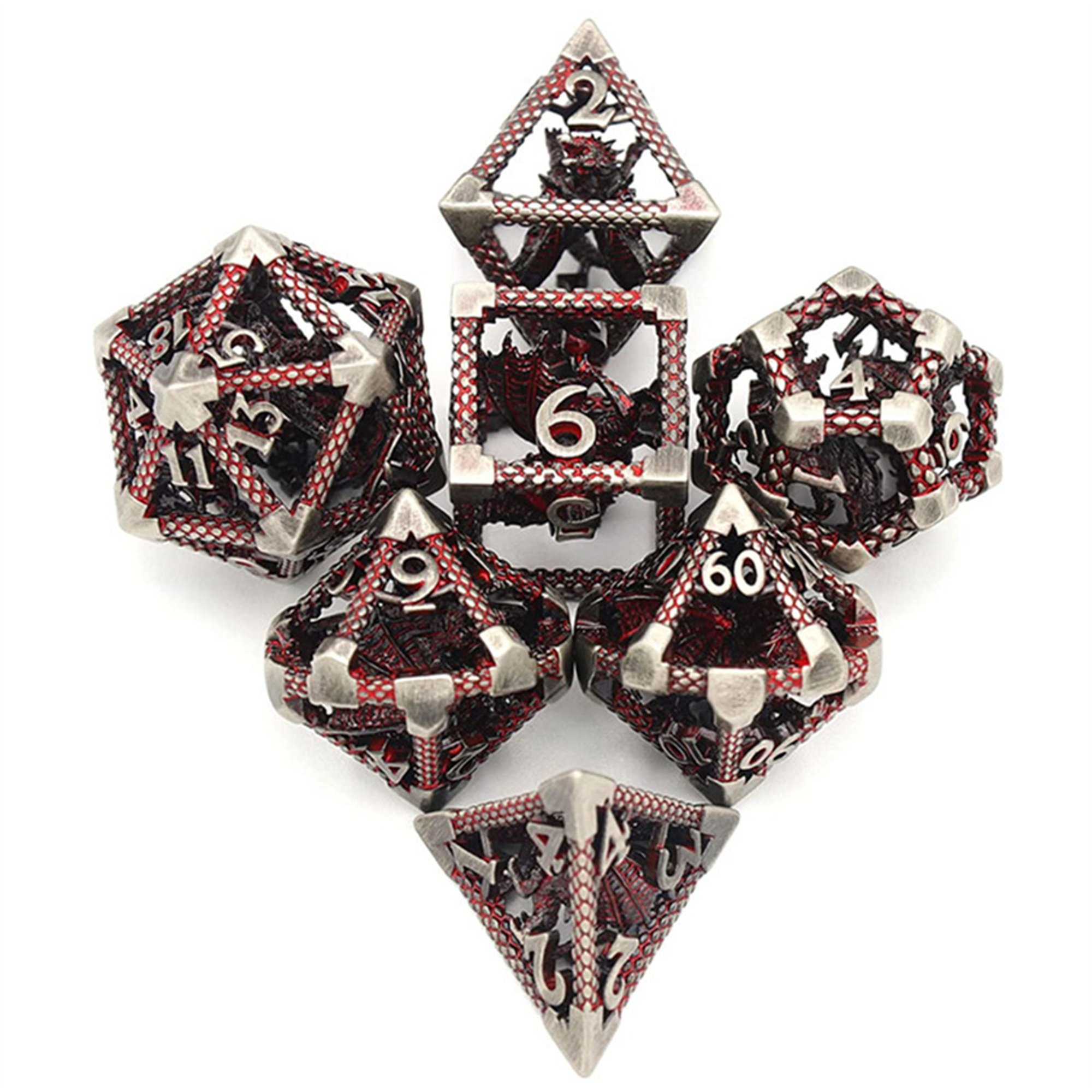 MINI PLANET DND Dice Set 3D Flying Dragon Metal Polyhedral Dice For TRPG Dungeons&Dragons Game Wholesale Custom Metal Dice Set
