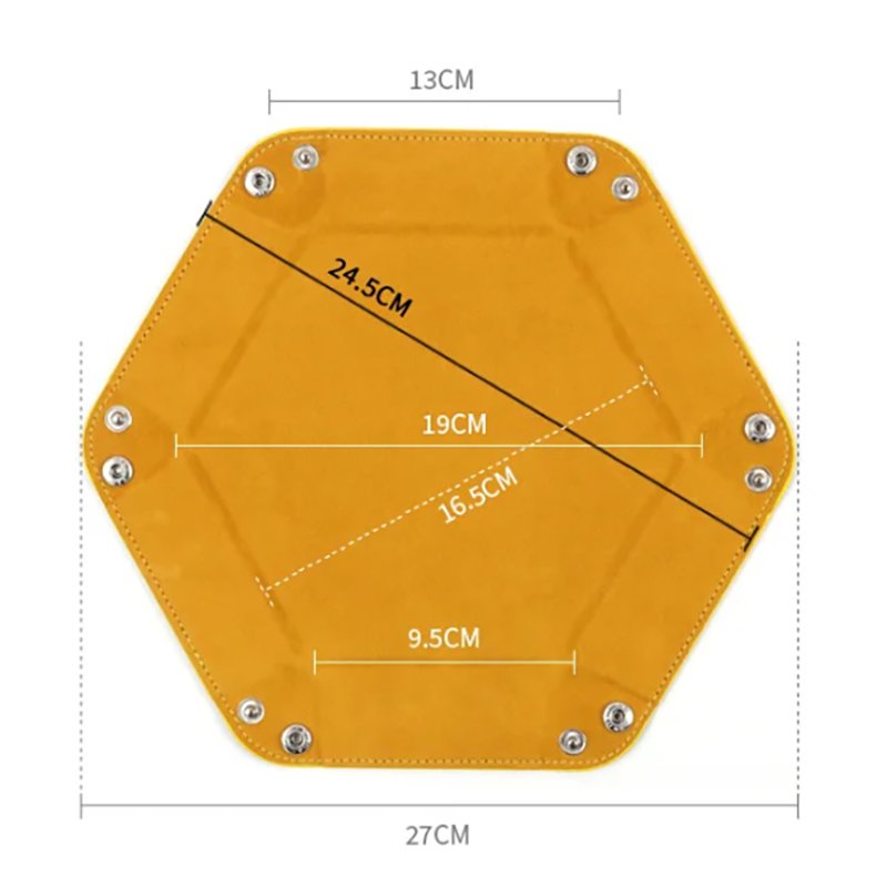 Folding PU Leather Hexagon Dice Tray Leather Velvet Storage Tray Desktop Organizer Sundries Tray for Living Room Bedroom