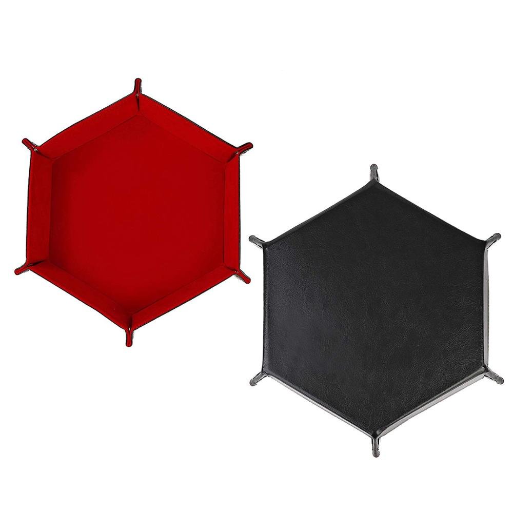 Collapsible Storage Trays Leather Hexagonal Storage Box Foldable Stackable Dice Rolling Tray