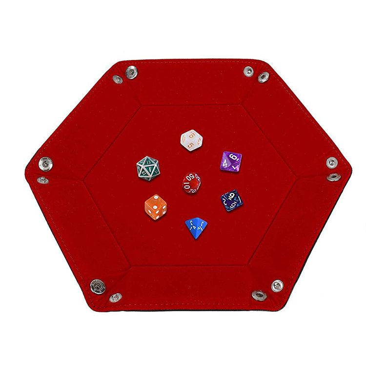 Collapsible Storage Trays Leather Hexagonal Storage Box Foldable Stackable Dice Rolling Tray