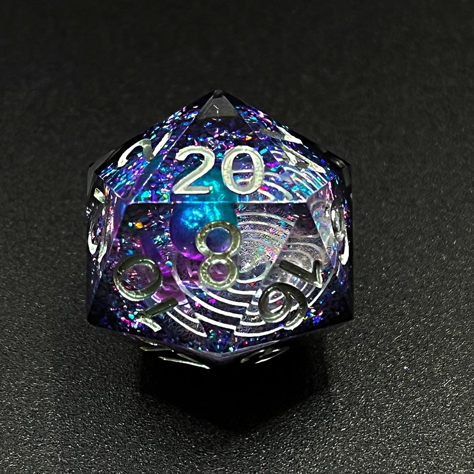 Full Set Handmade Resin Sharp Edge Galaxy Purple resin polyhedral dice set for RPG Dungeons and dragons dice Handmade