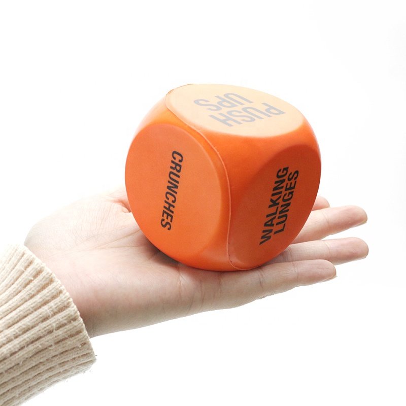 OEM ODM Customizable Pu Foam Yoga 6-Side Dice White Polyhedral Dice Hot Sale Fidget Cube Play Dice With Words Jumbo Foam Ball