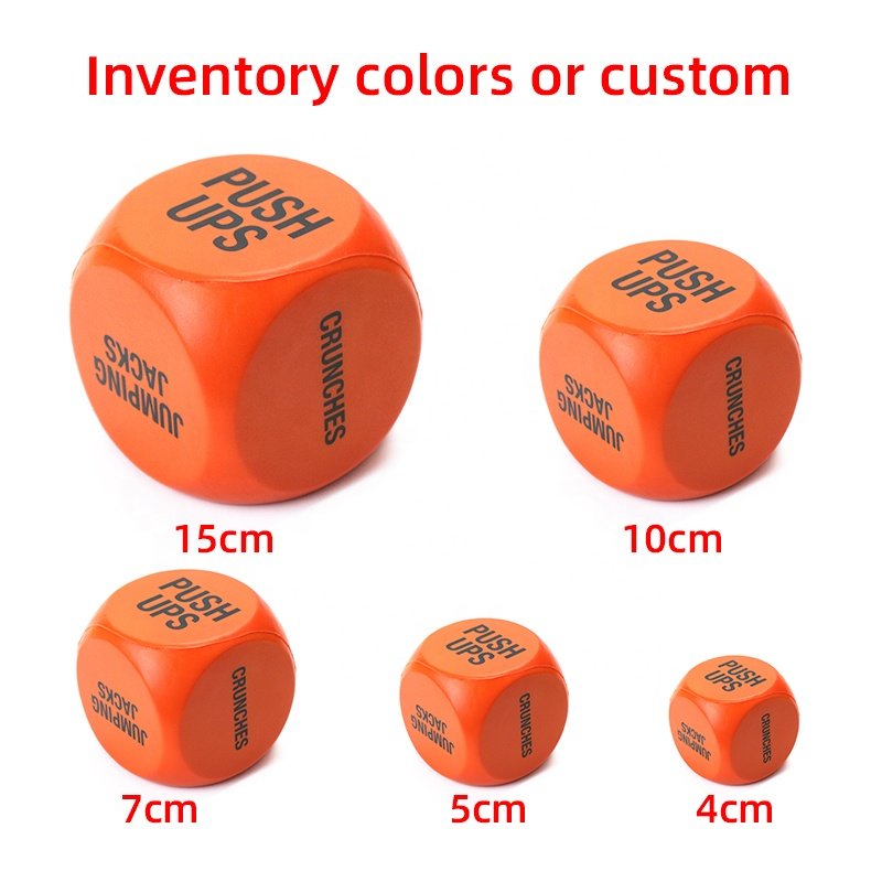OEM ODM Customizable Pu Foam Yoga 6-Side Dice White Polyhedral Dice Hot Sale Fidget Cube Play Dice With Words Jumbo Foam Ball