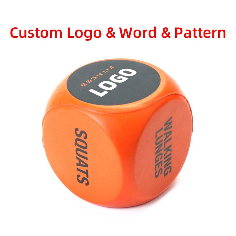 OEM ODM Customizable Pu Foam Yoga 6-Side Dice White Polyhedral Dice Hot Sale Fidget Cube Play Dice With Words Jumbo Foam Ball