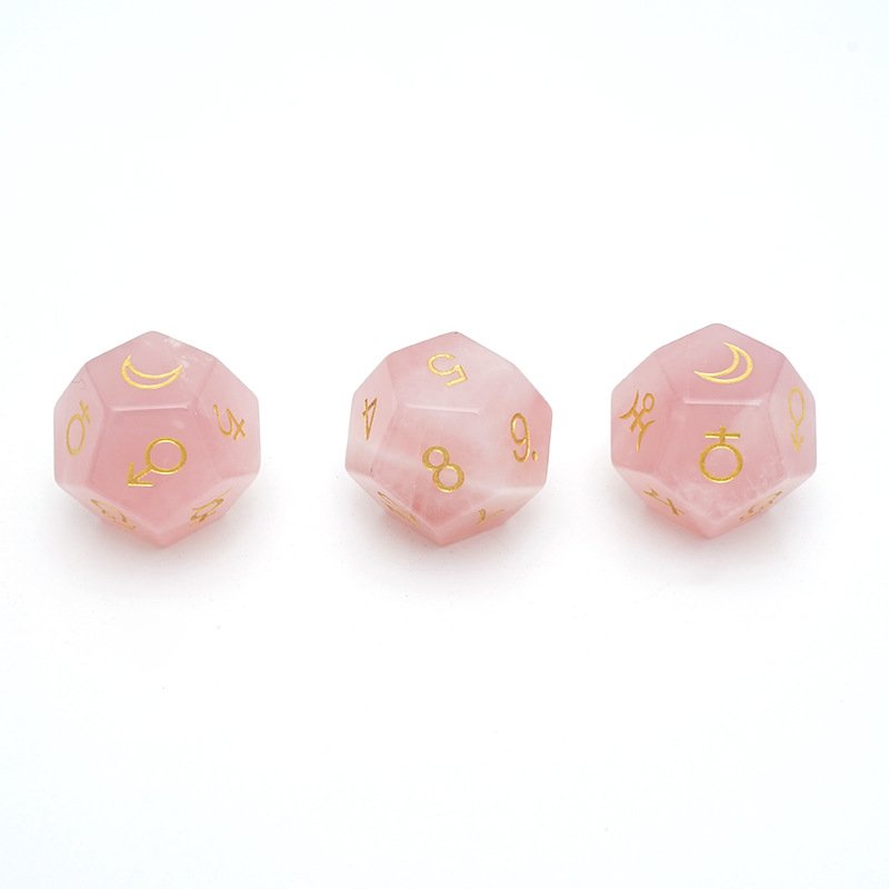 3Pcs 12-Sided Pink Crystal Astrology Dice 12 Constellation Divination Toys Astrology Zodiac Signs Creative Board Game Dice