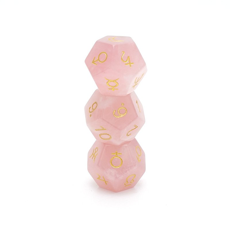 3Pcs 12-Sided Pink Crystal Astrology Dice 12 Constellation Divination Toys Astrology Zodiac Signs Creative Board Game Dice