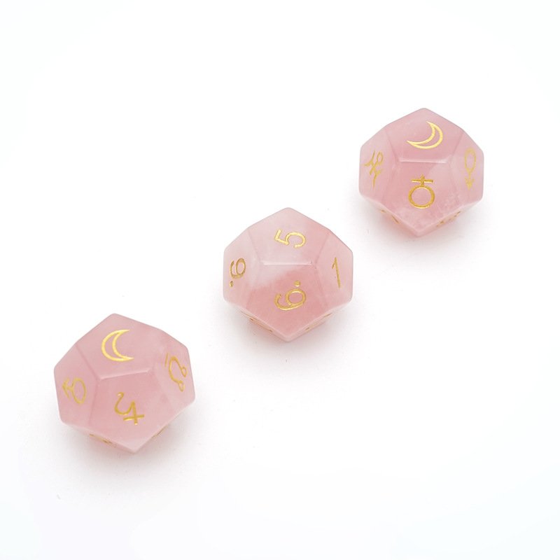 3Pcs 12-Sided Pink Crystal Astrology Dice 12 Constellation Divination Toys Astrology Zodiac Signs Creative Board Game Dice