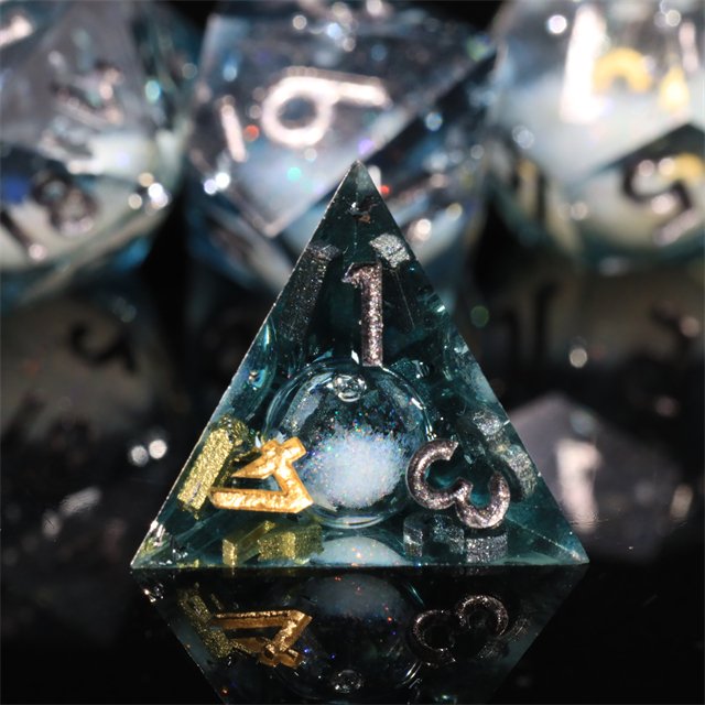 MINI PLANET Handmade Resin Dragon and Dungeon DND RPG Dice Set Custom Sharp Edges Gift Polyhedral Board Game Dice