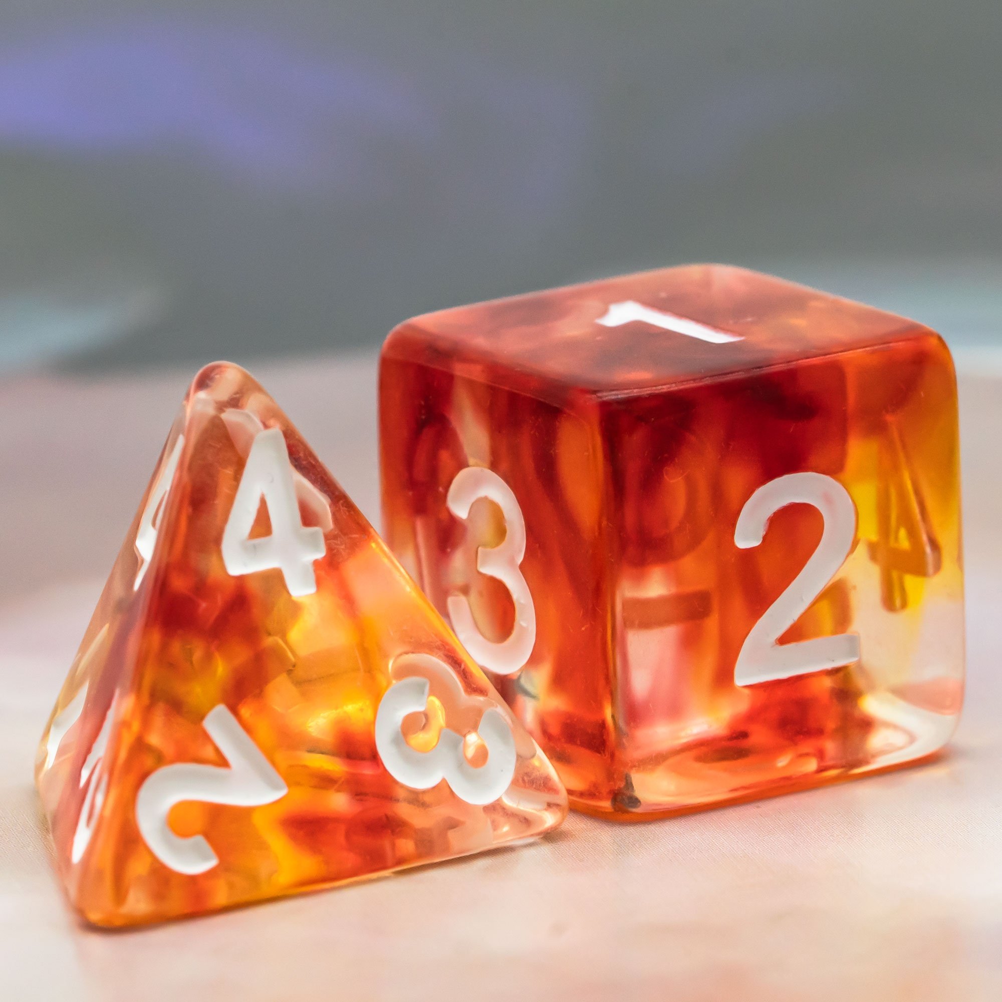 Udixi Plastic Polyhedral dungeons and dragons resin rpg dice custom logo set Colored glaze Orange