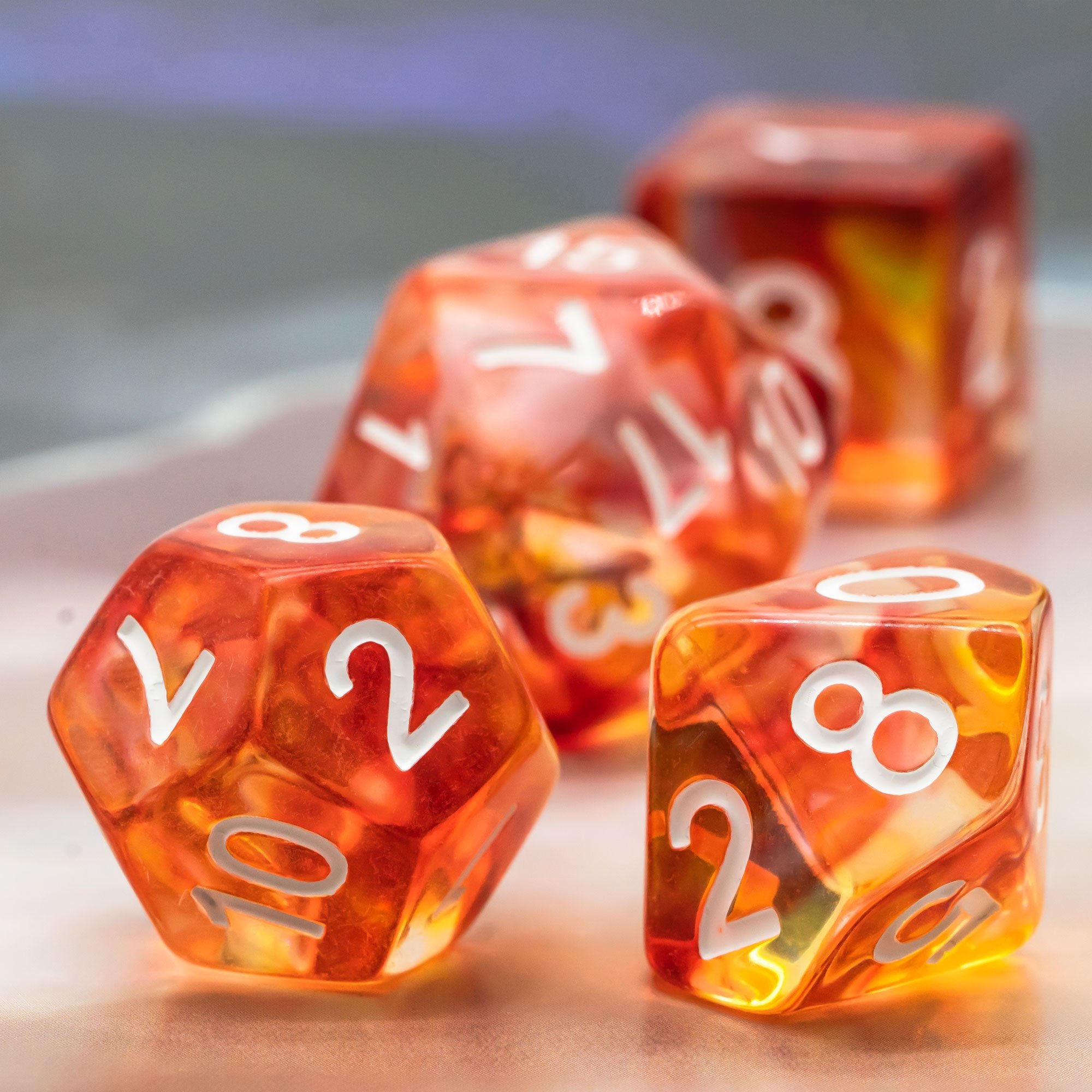 Udixi Plastic Polyhedral dungeons and dragons resin rpg dice custom logo set Colored glaze Orange