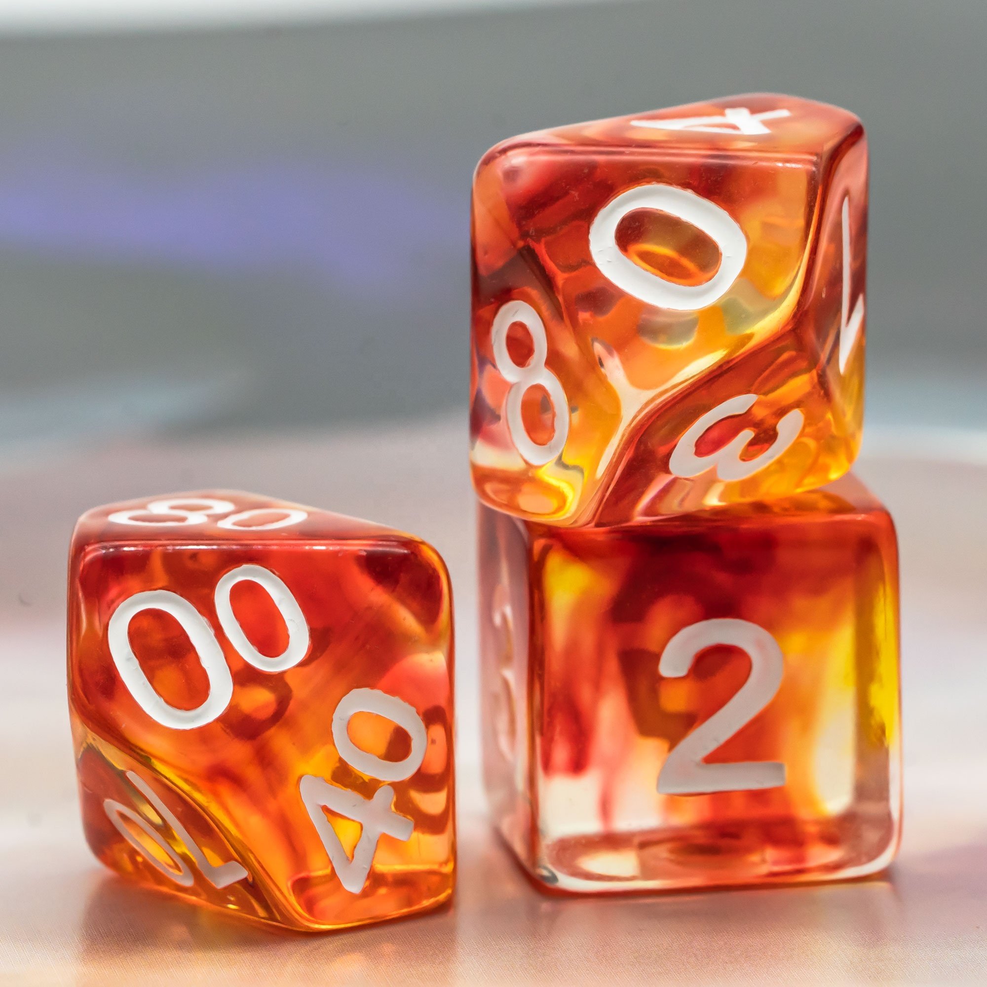 Udixi Plastic Polyhedral dungeons and dragons resin rpg dice custom logo set Colored glaze Orange