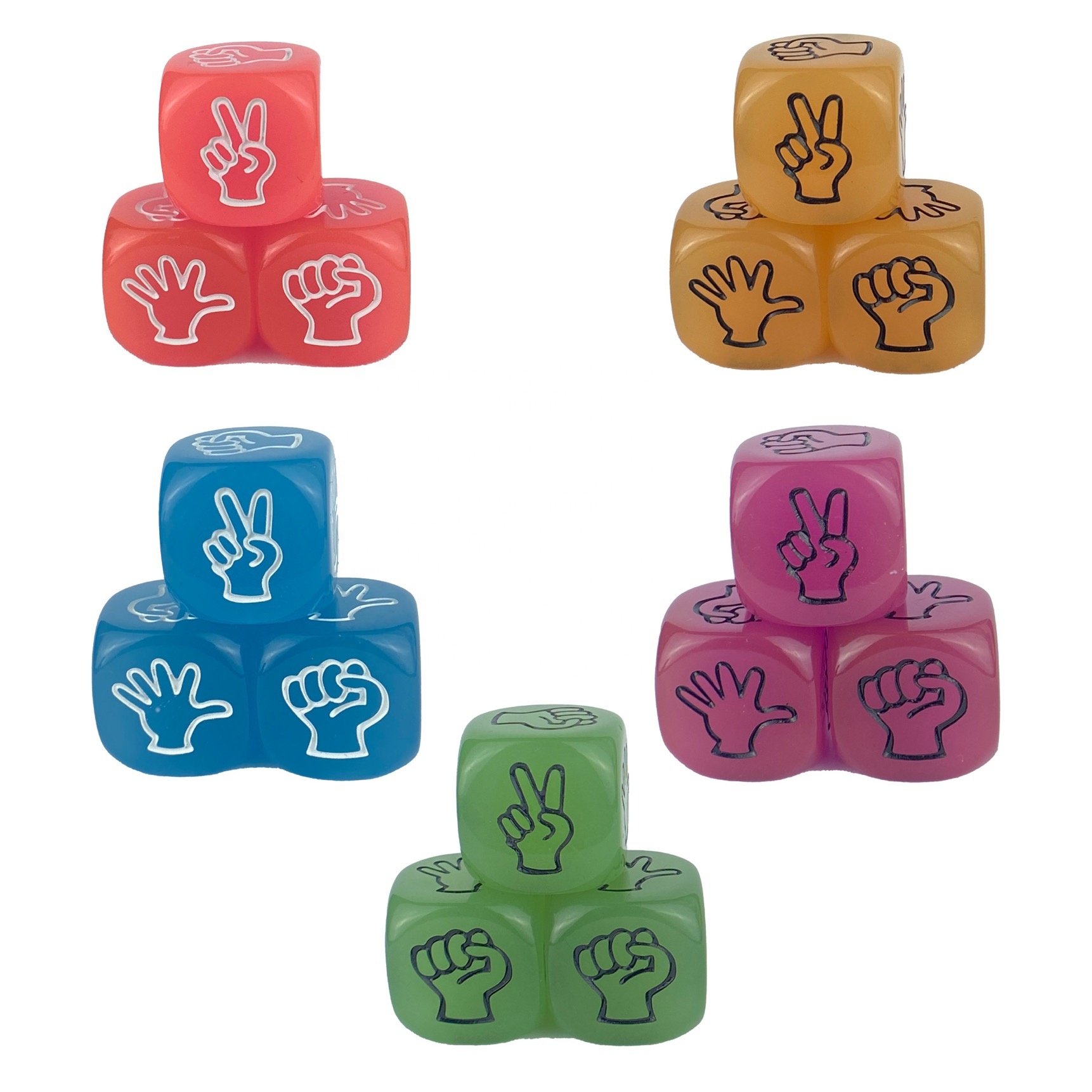 Luminous 20mm 6 sides acrylic PMMA Fluorescent colors stone rock paper scissors hand game finger guessing game dice cube