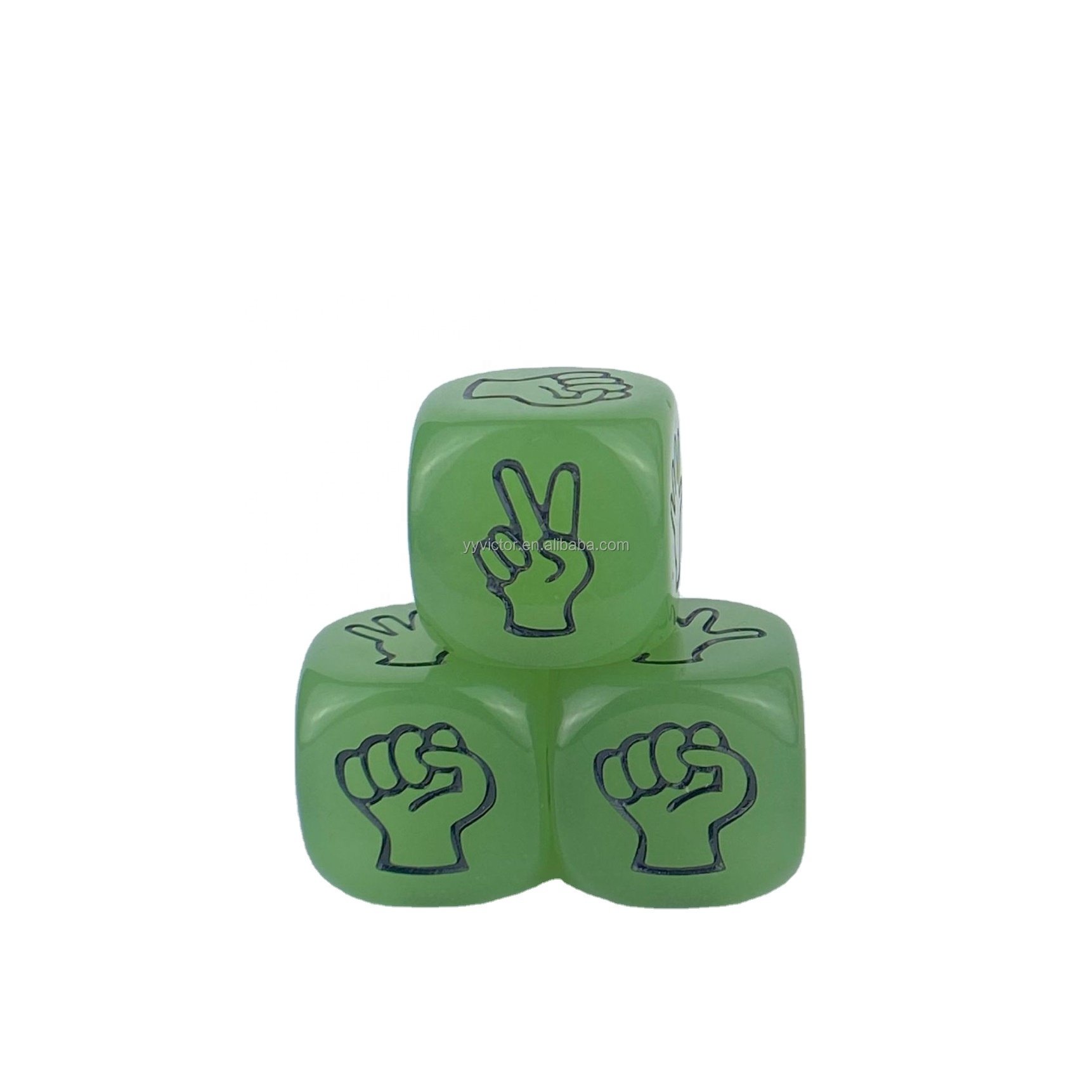 Luminous 20mm 6 sides acrylic PMMA Fluorescent colors stone rock paper scissors hand game finger guessing game dice cube