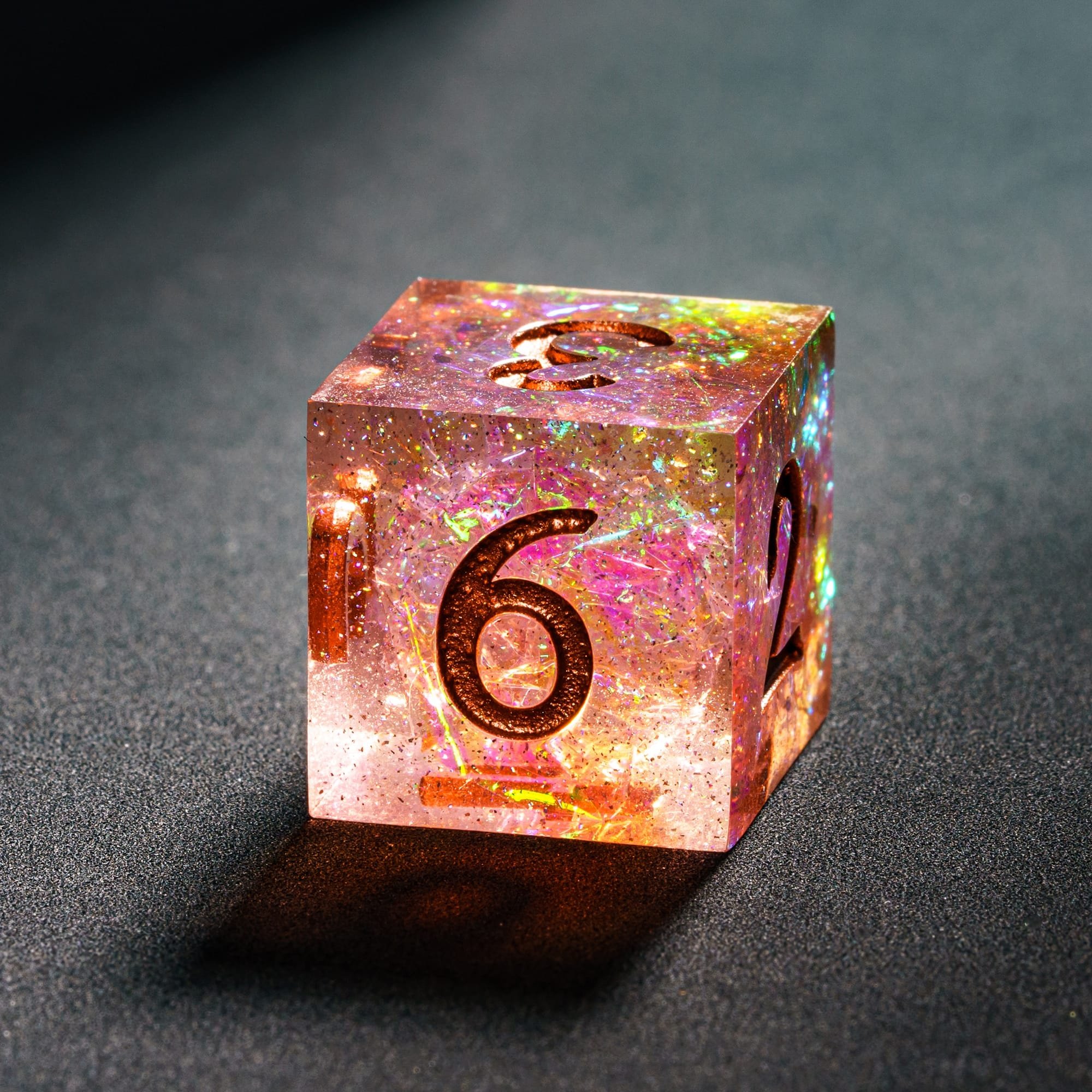 Udixi Polyhedral Sharp Edge Dice RPG Resin Dungeons and Dragons Glitter paper Dice Set