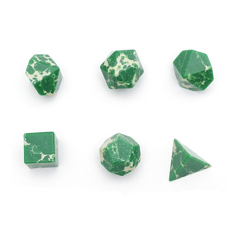 High Quality Custom Logo Blank DND Dice Set for Dungeons and Dragons RPG Board Game Green White Turquoise Gemstone Dice Set