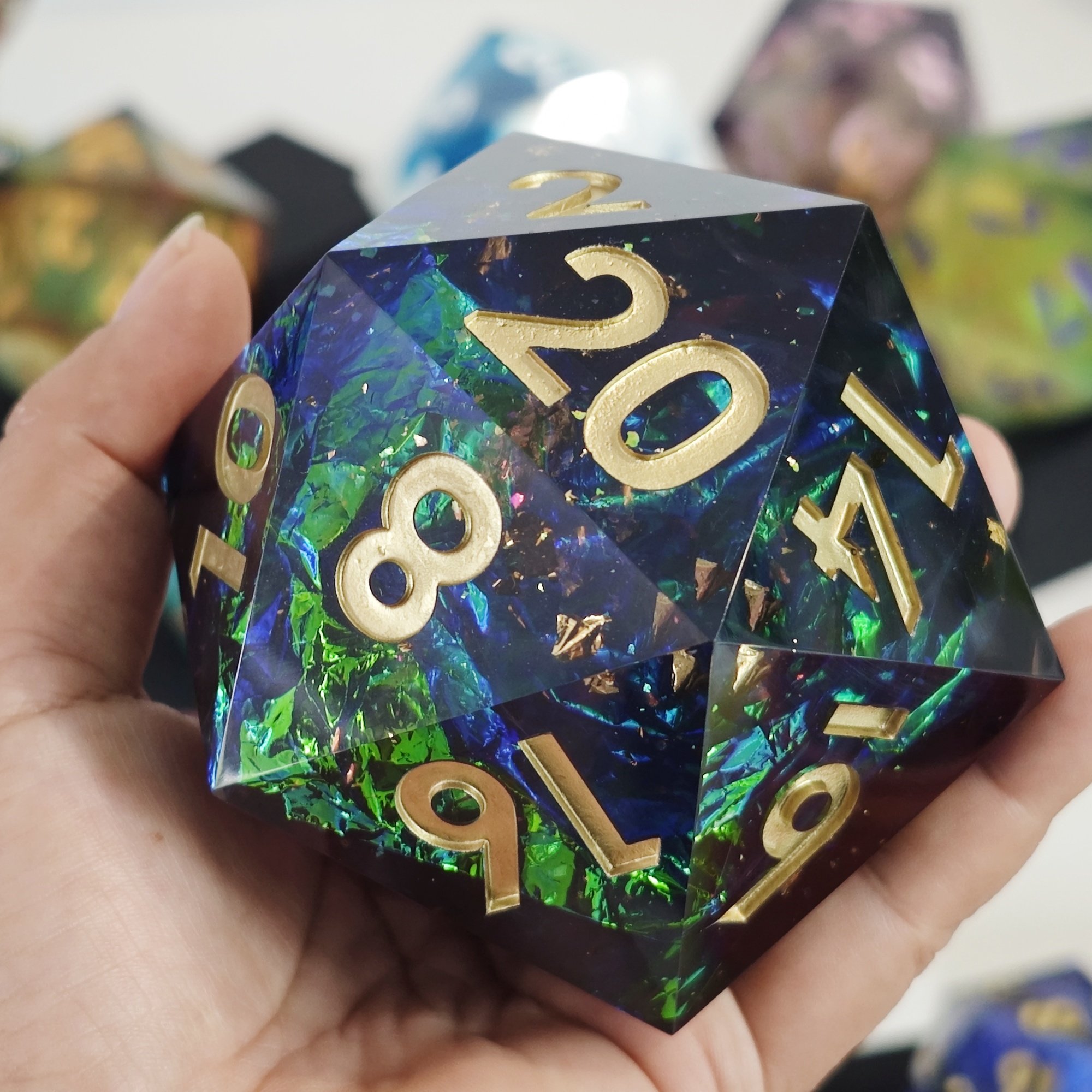 MINI PLANET Custom Resin D20 Dice Set For RPG Liquid Core Dice D20 Wholesale Custom Big Dragon Eye Liquid Core 20 Face Dice DND