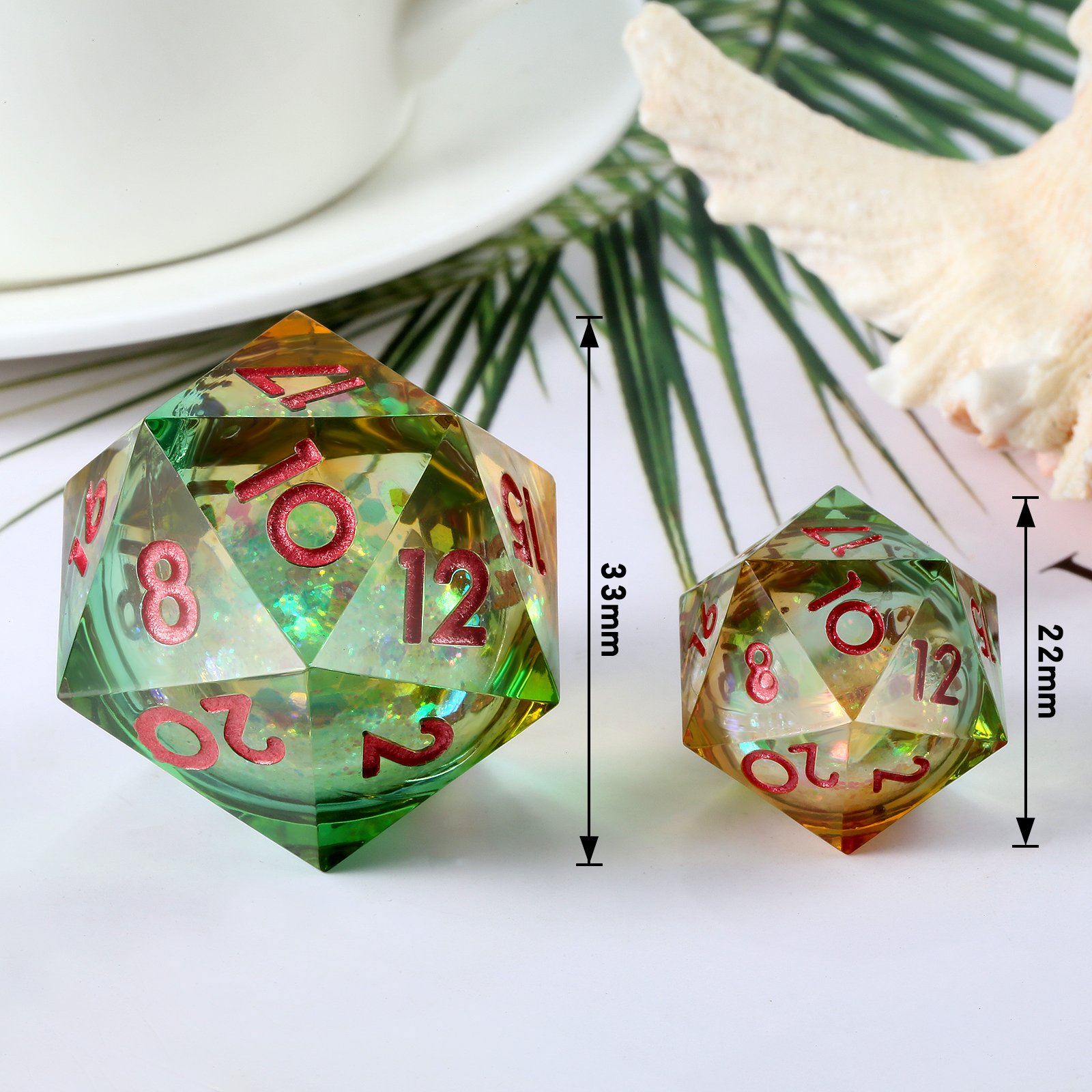 33mm Large Floating eyeball D20 Dice Set Dragon Eye Dice D20 Sharp Edge Liquid 20 Sided Bulk Dice Resin for RPG Games