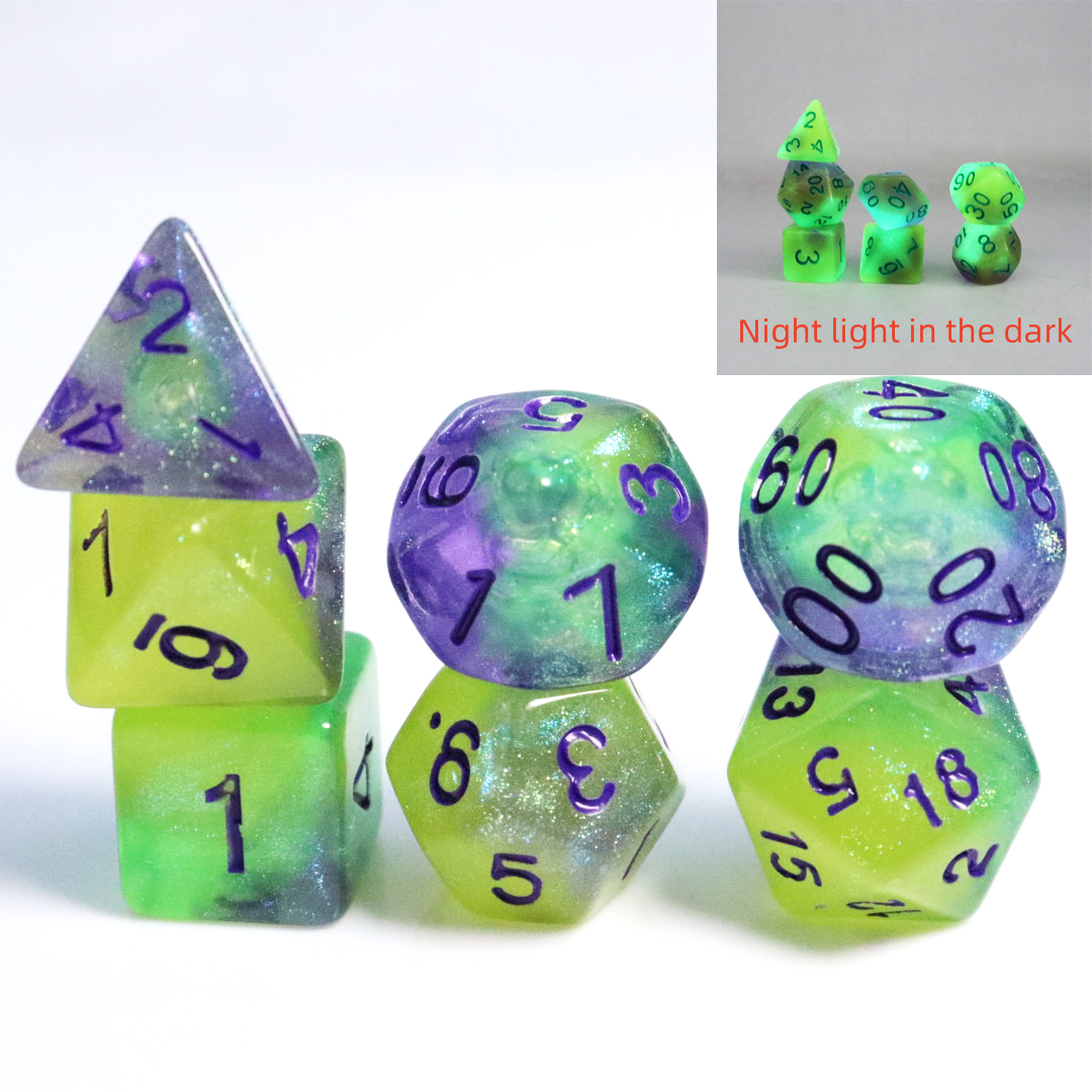 High Quality Glowing In The Dark Polyhedral Dice Set Luminous Club Date Night Dice Custom