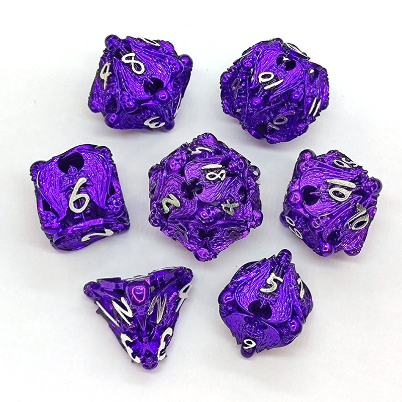New metal hollowed-out dice DND board game COC TRPG multi-sided digital dice