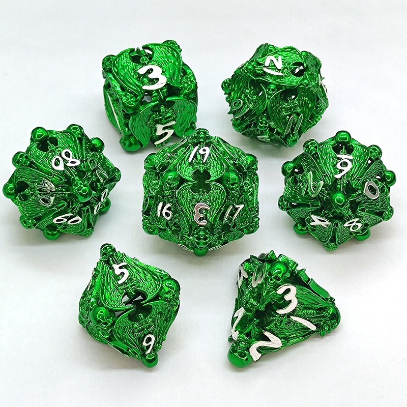 New metal hollowed-out dice DND board game COC TRPG multi-sided digital dice