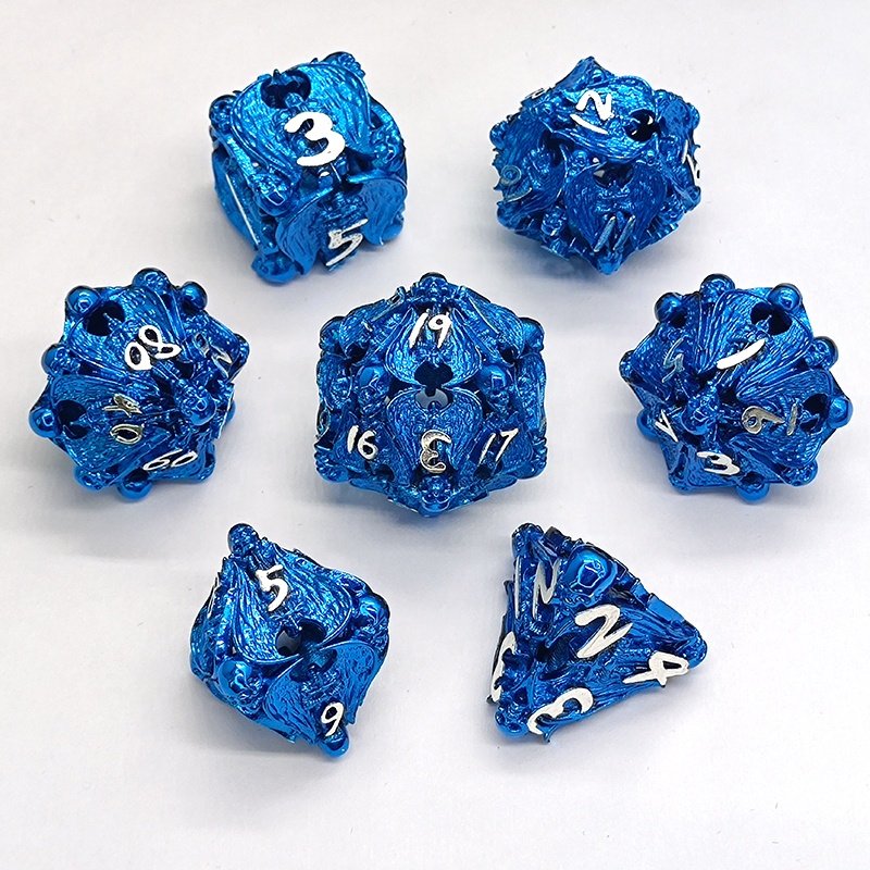New metal hollowed-out dice DND board game COC TRPG multi-sided digital dice