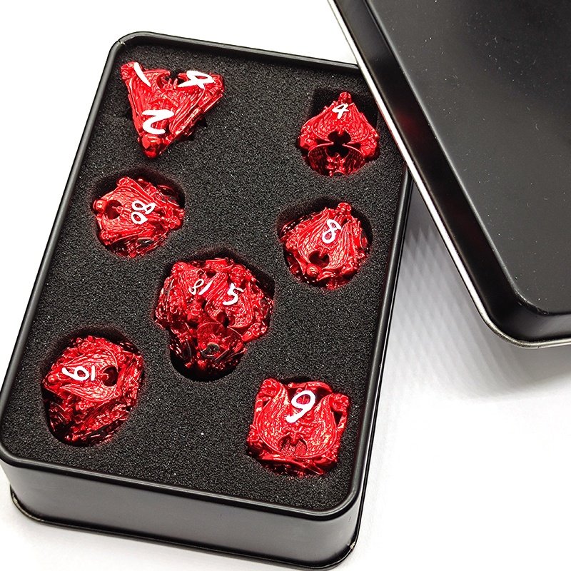 New metal hollowed-out dice DND board game COC TRPG multi-sided digital dice