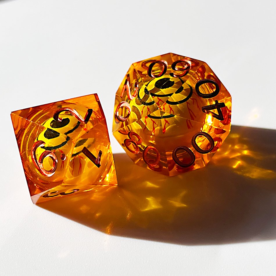 Resin sharp edge dice set handmade liquid core dice for dnd game