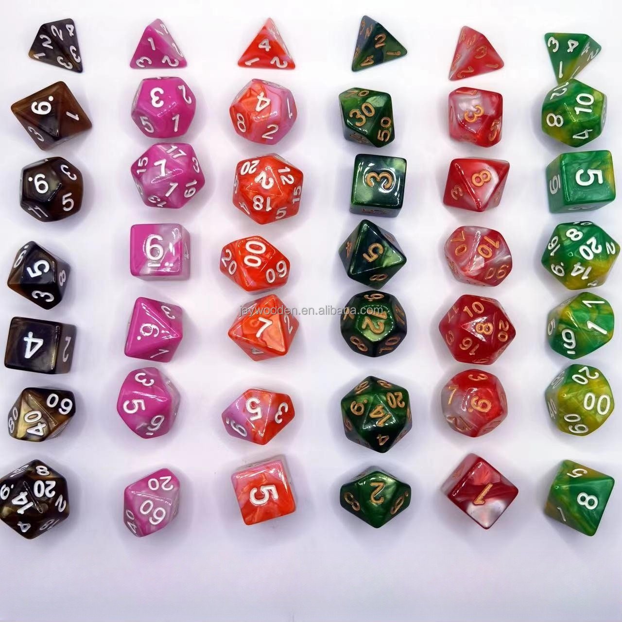 7PCS Mix Dice Set With Bag 9 Colors DND RPG Portable Toys For Adults Kids Plastic Cubes TRPG D4 D6 D8 D10 D12 D20