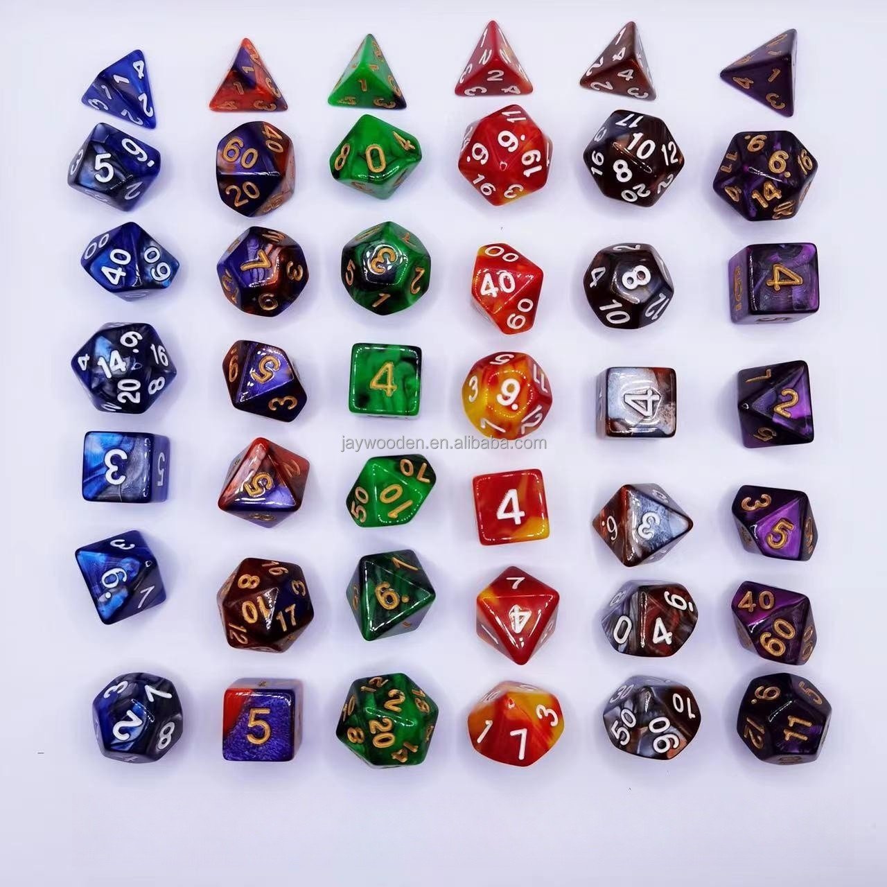 7PCS Mix Dice Set With Bag 9 Colors DND RPG Portable Toys For Adults Kids Plastic Cubes TRPG D4 D6 D8 D10 D12 D20