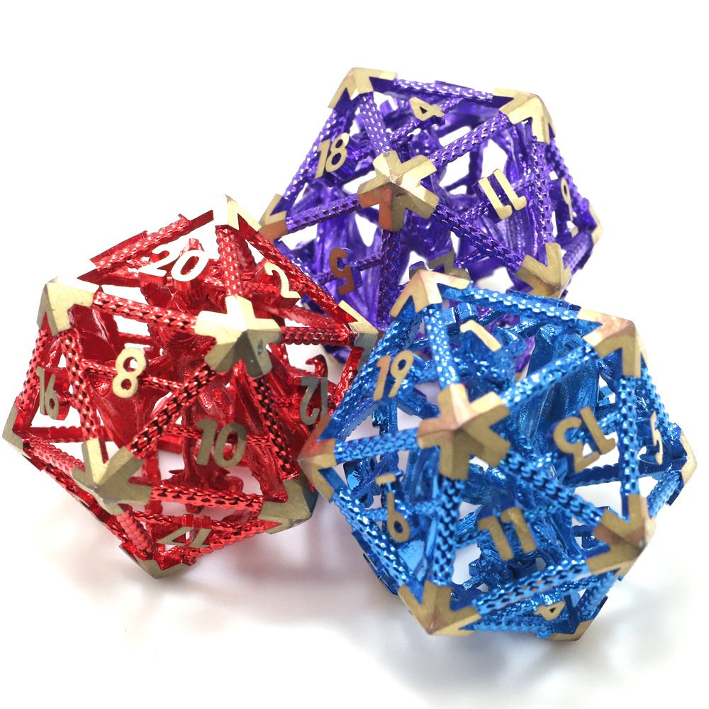 1pcs D20 Skeleton Dragon Metal Hollow Dice Polyhedral Dnd Dice Set For Dungeons And Dragons Games Table Games Dice Set