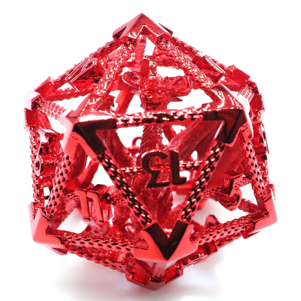 1pcs D20 Skeleton Dragon Metal Hollow Dice Polyhedral Dnd Dice Set For Dungeons And Dragons Games Table Games Dice Set