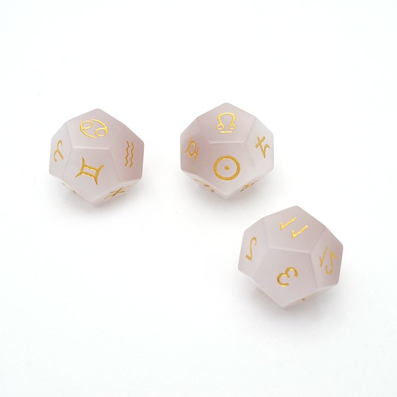 3PCS Set Light Gray Cat's Eye Astrology Dice 12 Sided Zodiac Signs Board Game Tarot Constellation Divination D12 Dice