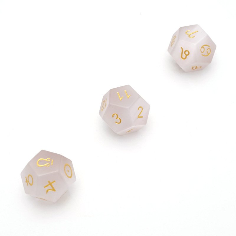 3PCS Set Light Gray Cat's Eye Astrology Dice 12 Sided Zodiac Signs Board Game Tarot Constellation Divination D12 Dice