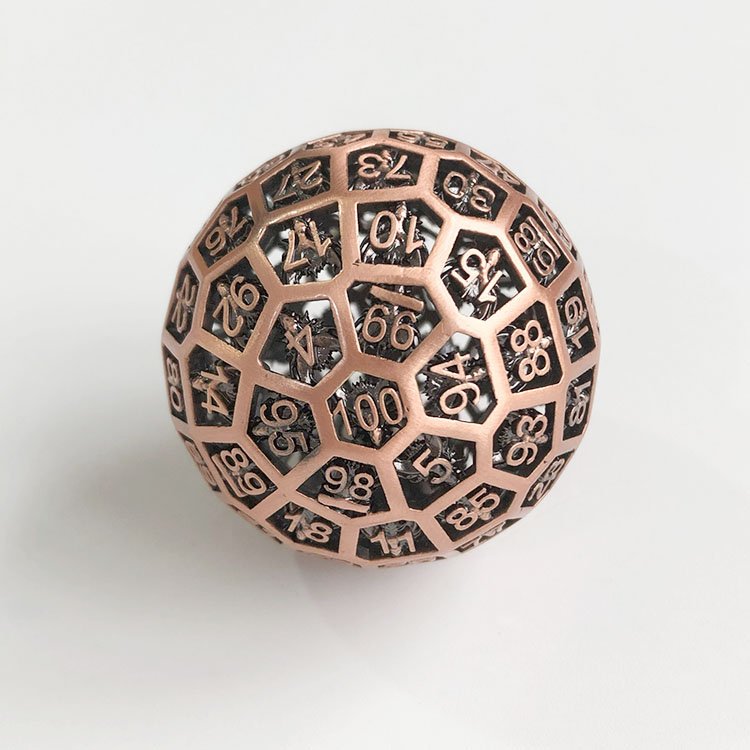 Dice Manufacturer Wholesale 50mm Big Size 100 Sided Hollow DND Metal Dice