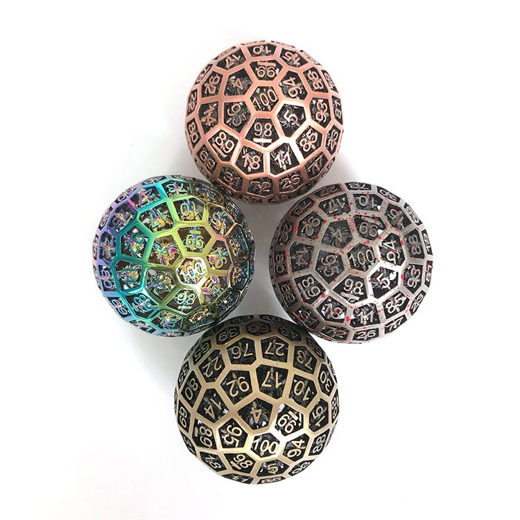 Dice Manufacturer Wholesale 50mm Big Size 100 Sided Hollow DND Metal Dice