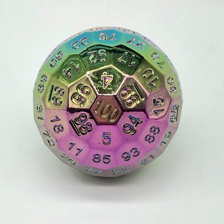 Dice Manufacturer Wholesale 50mm Big Size 100 Sided Hollow DND Metal Dice