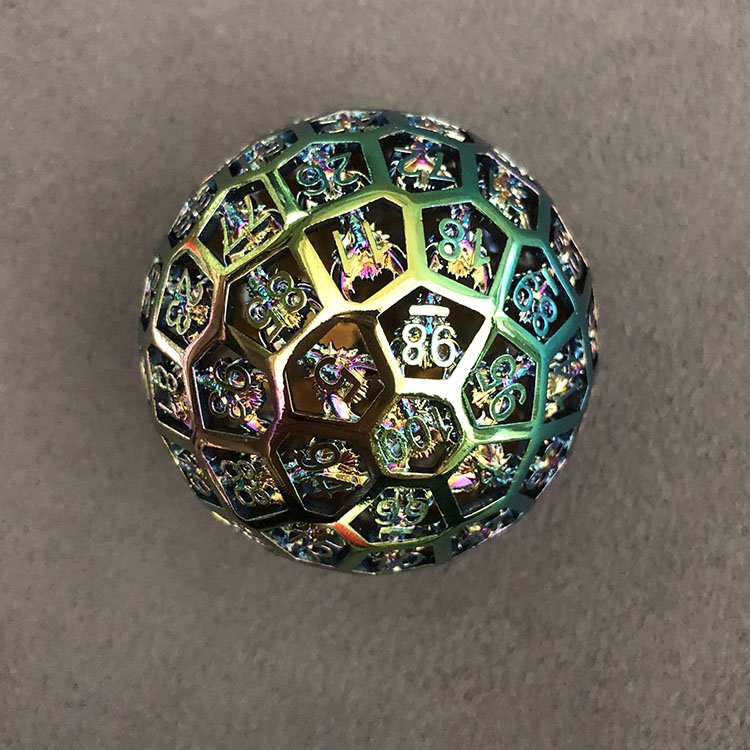 Dice Manufacturer Wholesale 50mm Big Size 100 Sided Hollow DND Metal Dice