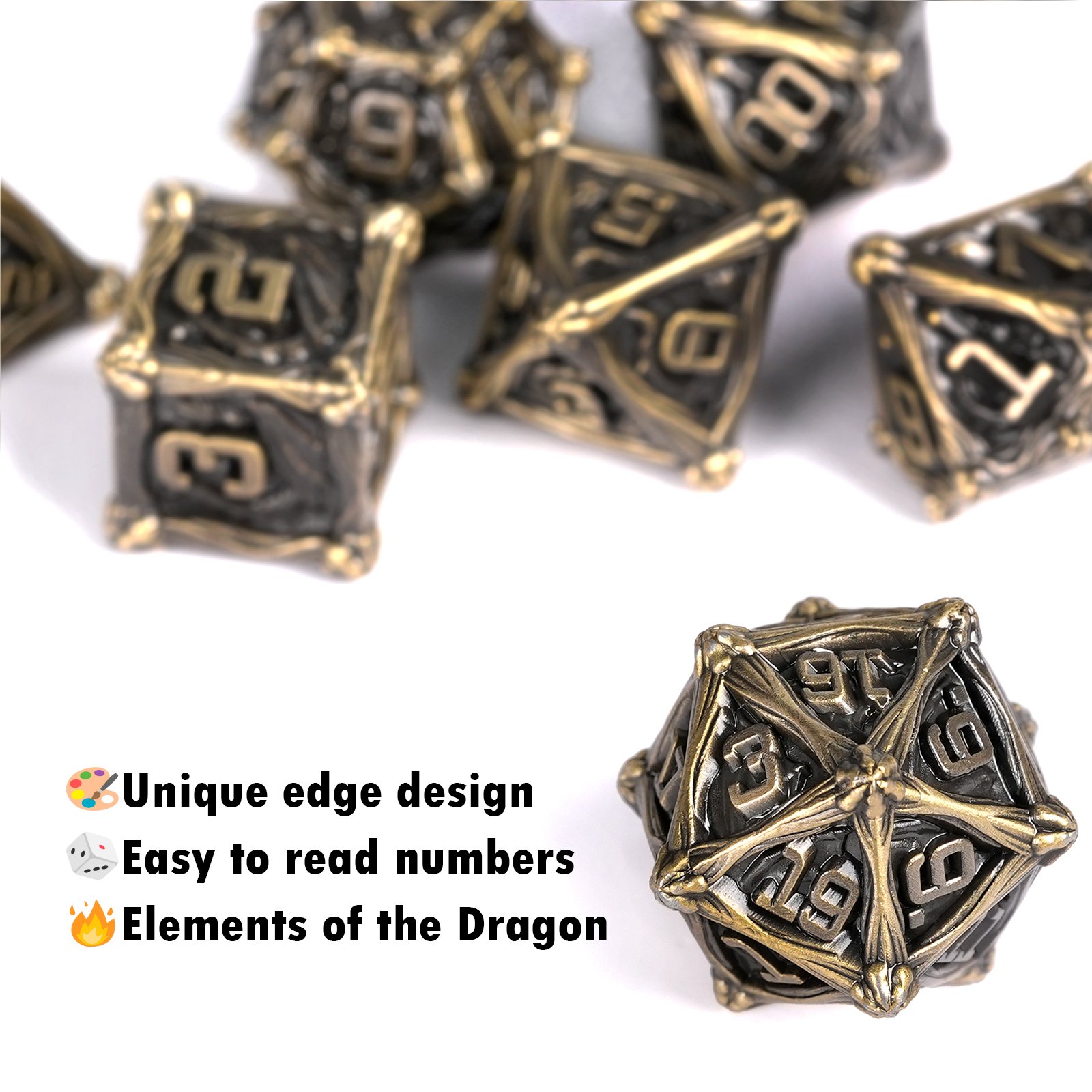 Dungeons and Dragons Polyhedral Metal DND RPG 7pcs Per Set Board Game Dice Style Pcs Colorful Color