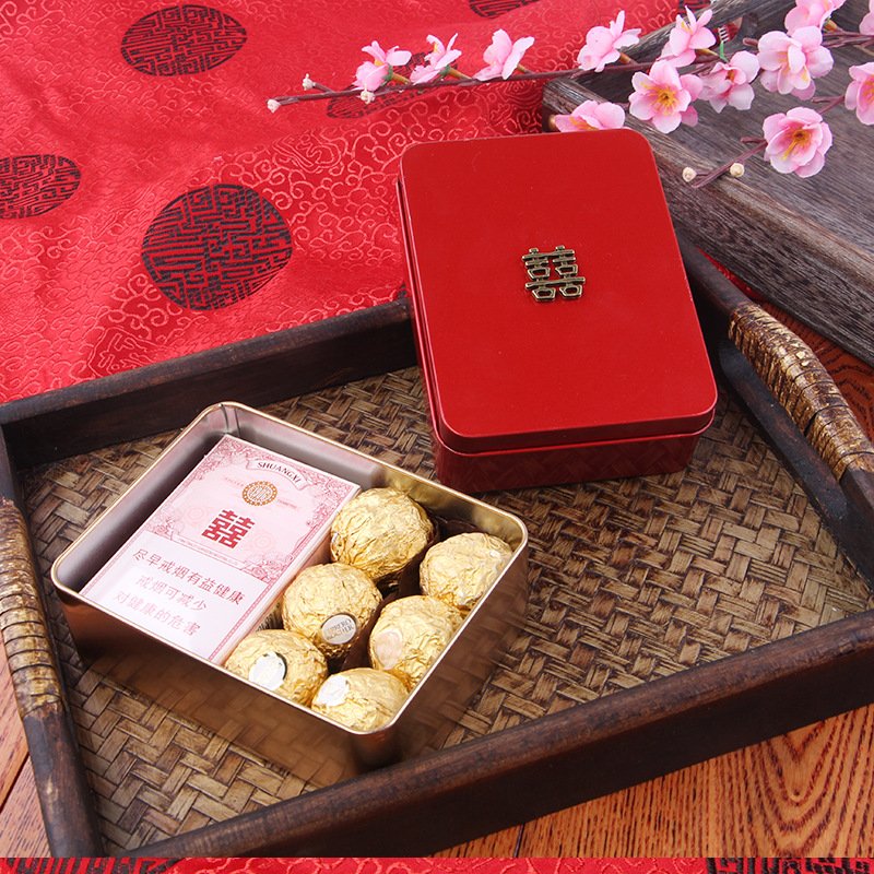 low price items with lid square Shape rectangle slide boxes dice thin rectangular can wedding tin box