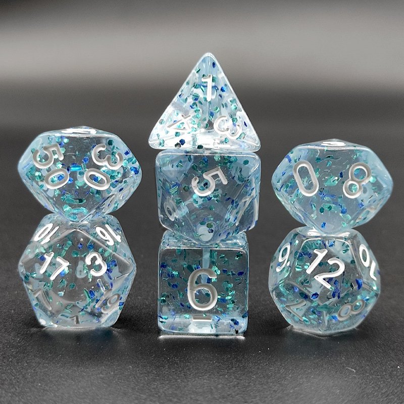 Custom Acrylic Dice Dnd Rpg 7pcs Polyhedral Transparent Dice Set D&d Plastic Dungeon And Dragon Dice