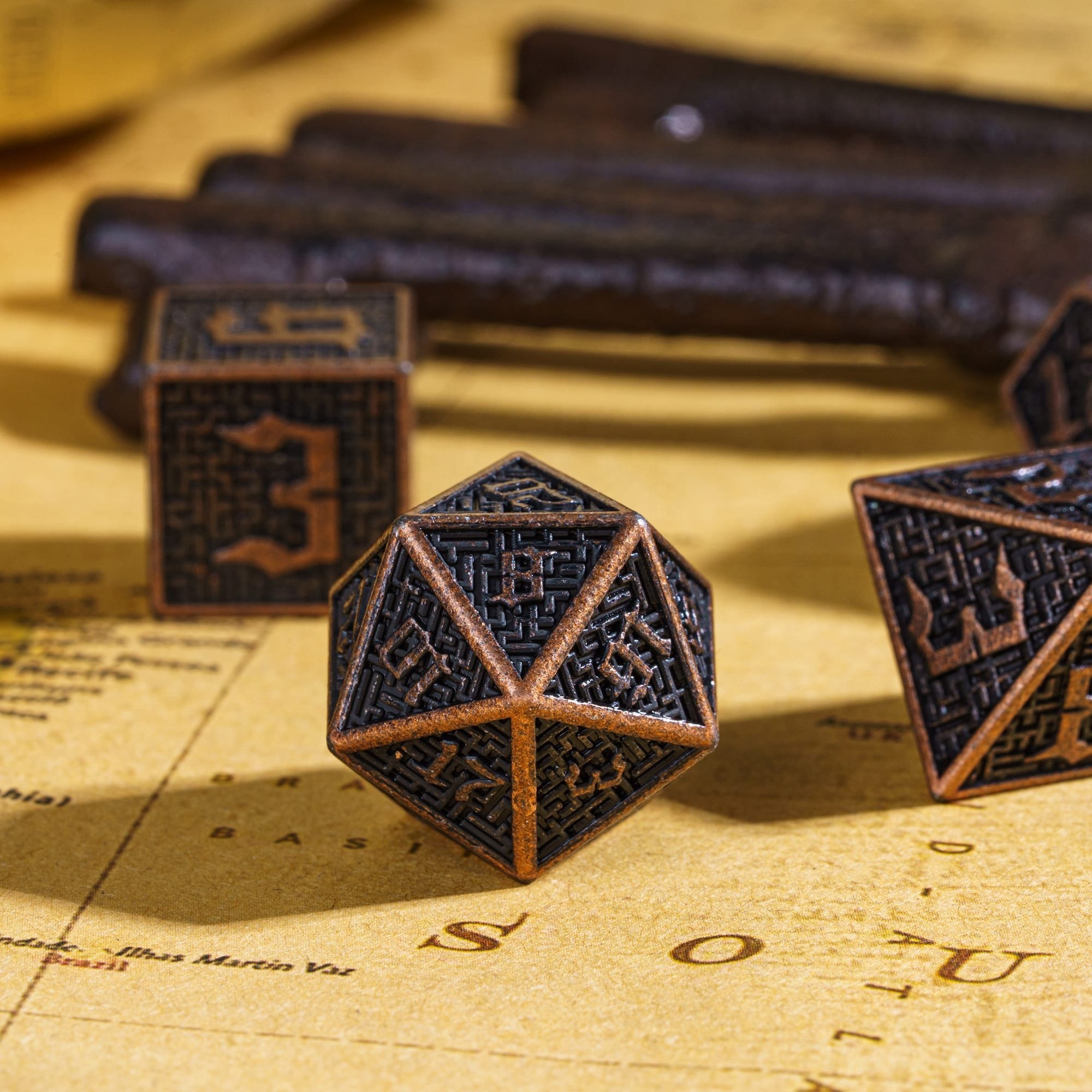 Udixi dnd Barrel Plating Metal Dice Maze Dice with Metal Box Dungeons and Dragons board game