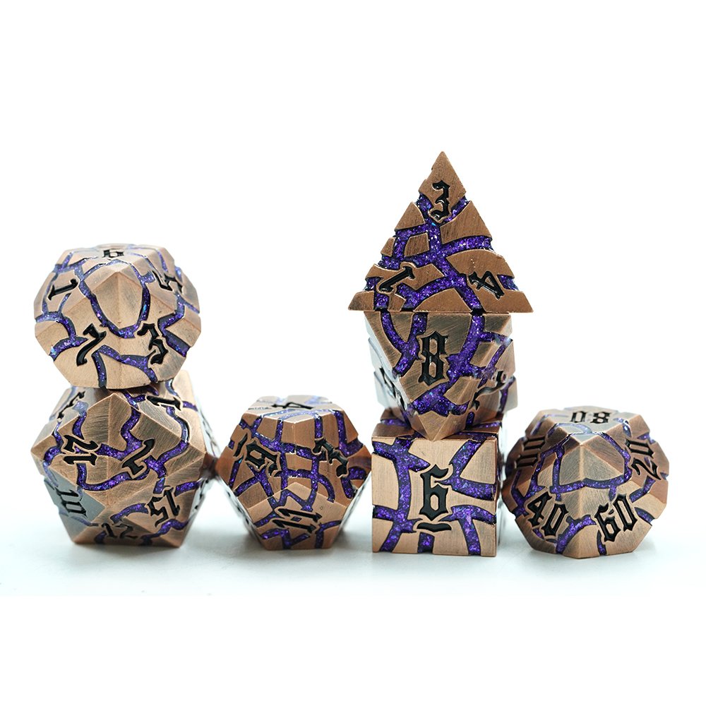 Polyhedral Custom Logo Dungeons And Dragons Cube Dice Game Set Rpg With Colored Glitter Mica Stripe